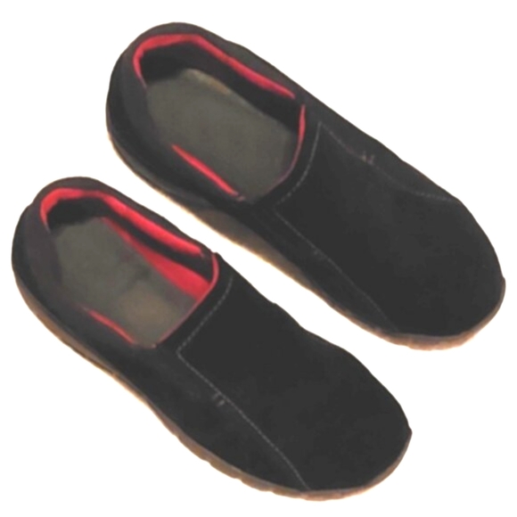 Clarks slip-on nubuck suede platform black shoes US9.5 EU40 - Picture 2 of 4